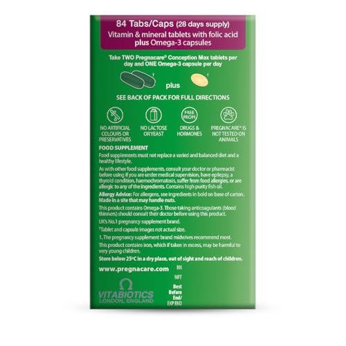 Pregnacare Conception Max – Prenatal Vitamins with Omega-3 DHA by Vitabiotics