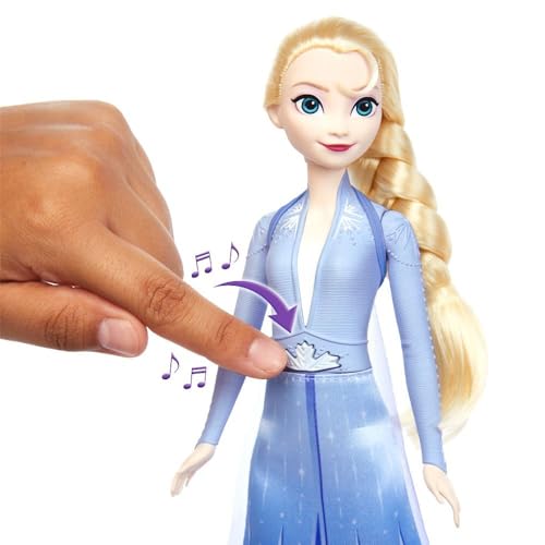 Disney Frozen Singing Elsa Doll, Frozen Elsa in Signature Clothing, Collectible Fashion Doll, Poseable Doll with Button that Sings "Let It Go" Song, Toys for Ages 3 and Up, English Version, HLW55