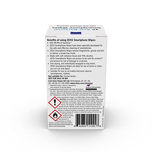 ZEISS Lens Wipes – 200 Ct, Individually Packed for Glasses & Cameras