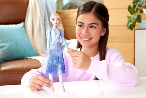 Disney Frozen Singing Elsa Doll, Frozen Elsa in Signature Clothing, Collectible Fashion Doll, Poseable Doll with Button that Sings "Let It Go" Song, Toys for Ages 3 and Up, English Version, HLW55