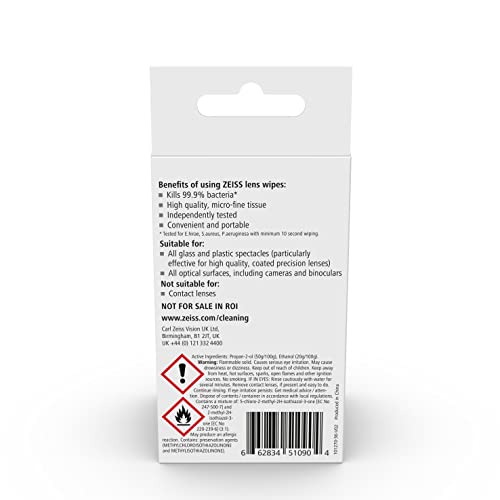 ZEISS Lens Wipes – 200 Ct, Individually Packed for Glasses & Cameras