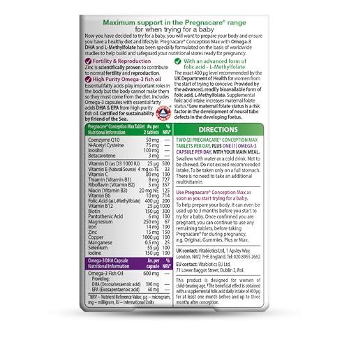 Pregnacare Conception Max – Prenatal Vitamins with Omega-3 DHA by Vitabiotics