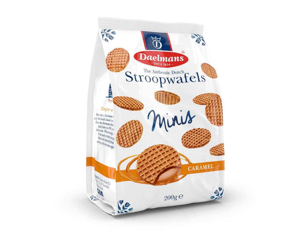 Daelmans Stroopwafels - Mini Caramel Waffles - 25 x 8 gram in a Bag - Authentic Dutch Caramel Waffles - Stroopwaffels