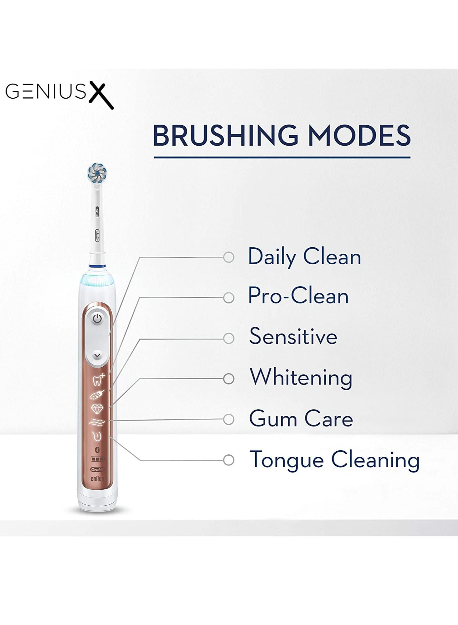 Oral-B Genius X AI Electric Toothbrush – Rose Gold, 6 Modes + Travel Case