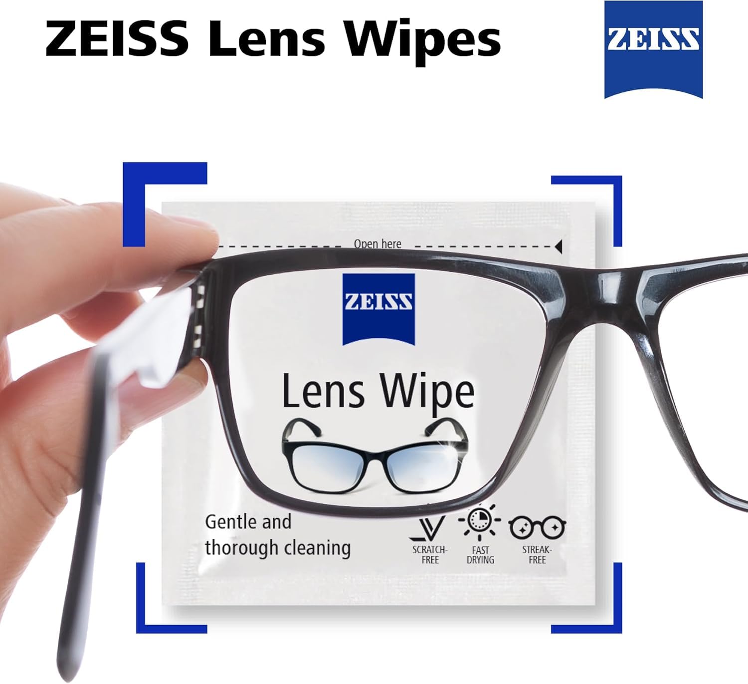 ZEISS Lens Wipes – 200 Ct, Individually Packed for Glasses & Cameras