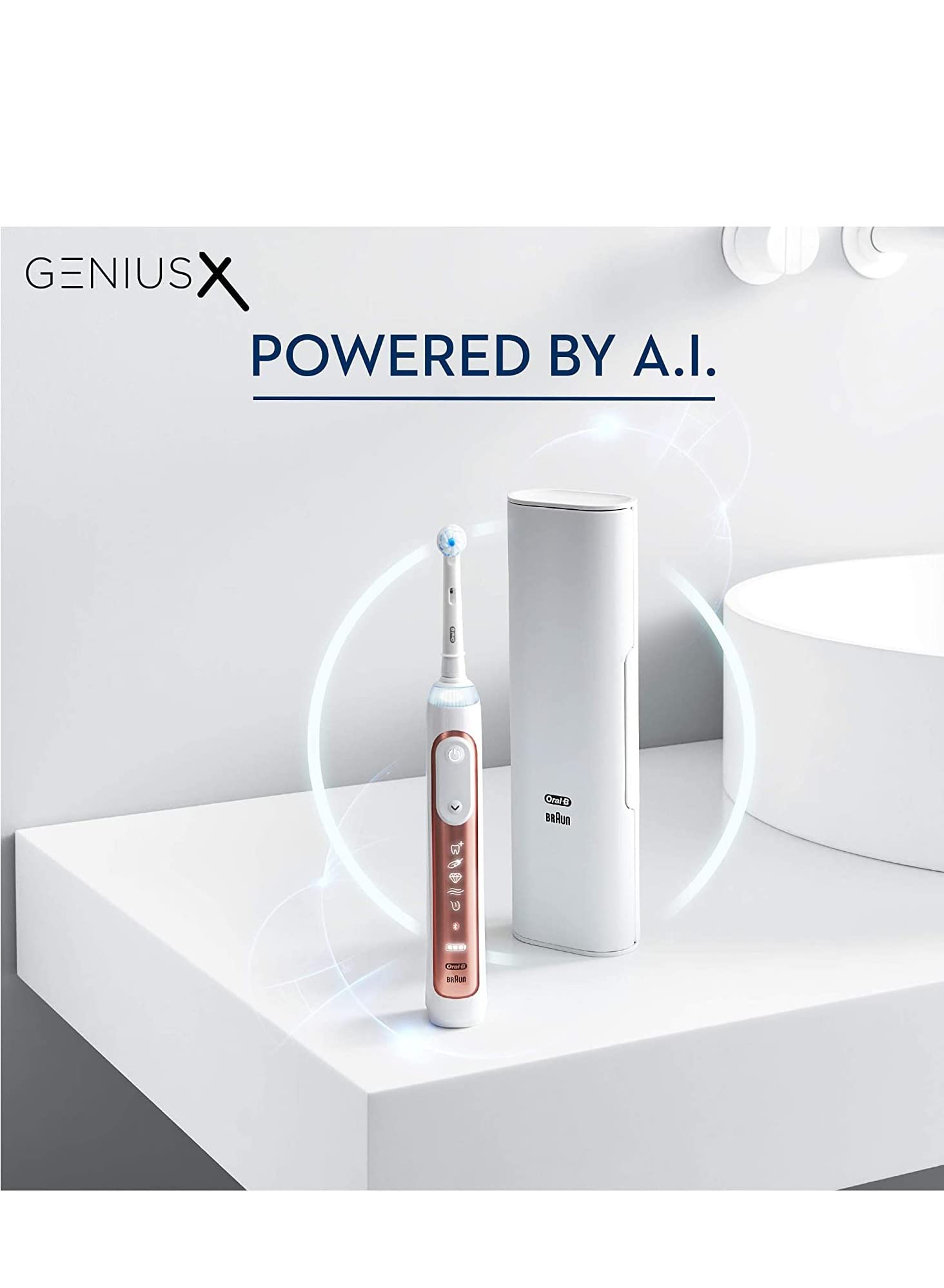 Oral-B Genius X AI Electric Toothbrush – Rose Gold, 6 Modes + Travel Case