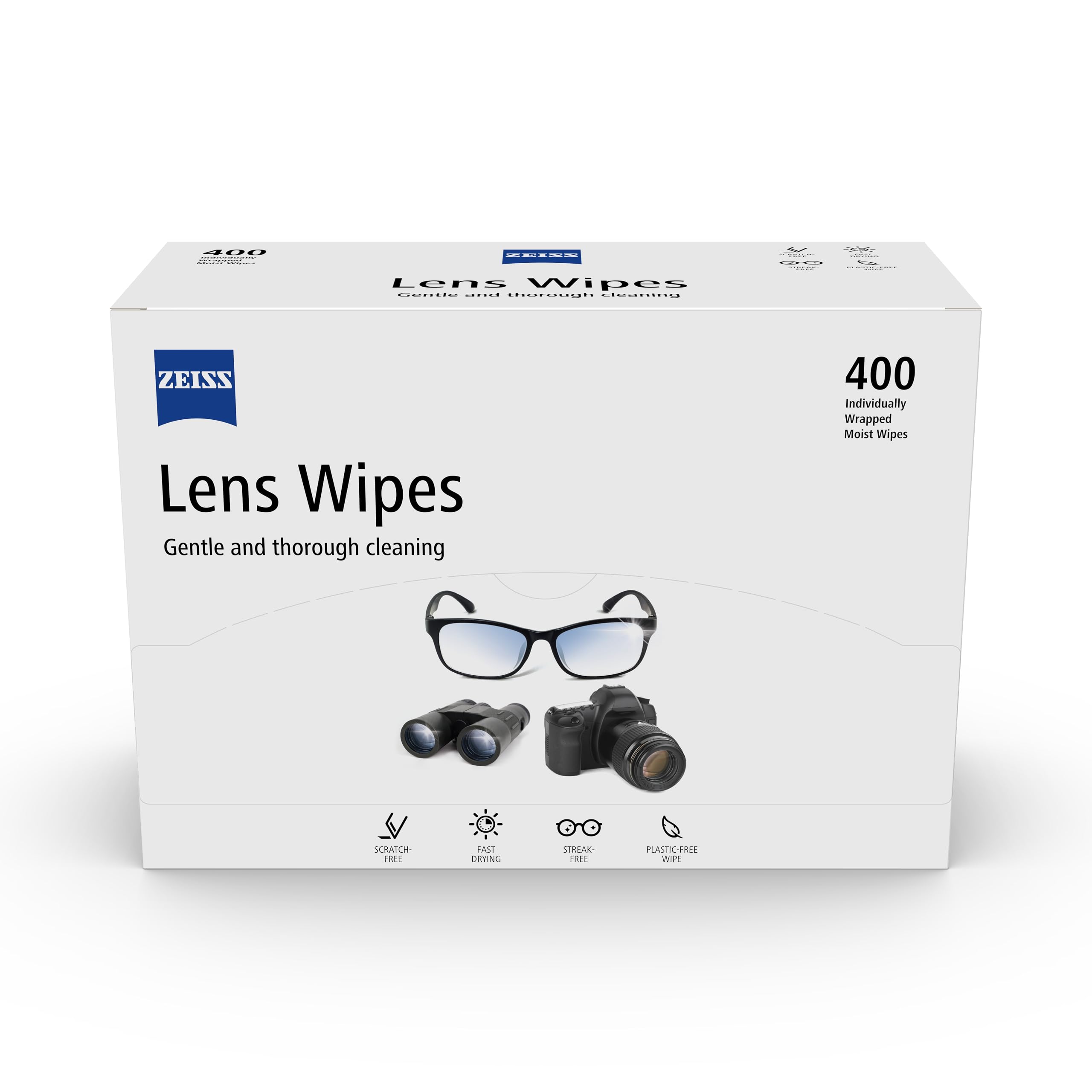 ZEISS Lens Wipes – 200 Ct, Individually Packed for Glasses & Cameras