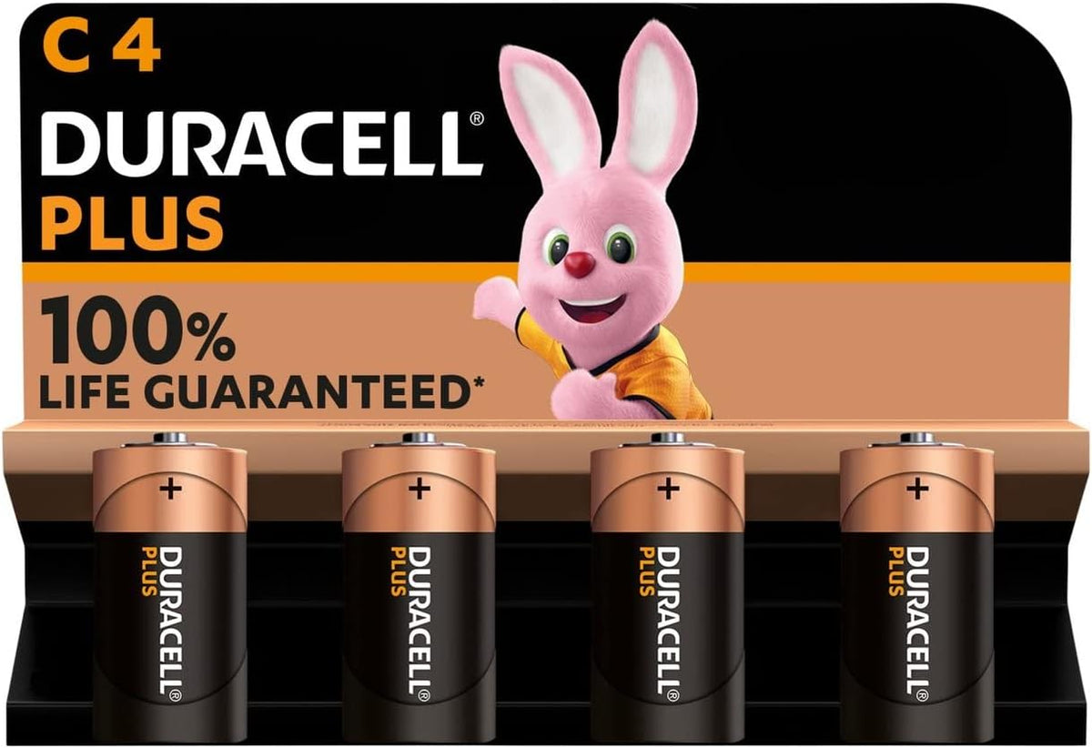 Duracell Plus MN1400 Alkaline C Batteries - 4-Pack