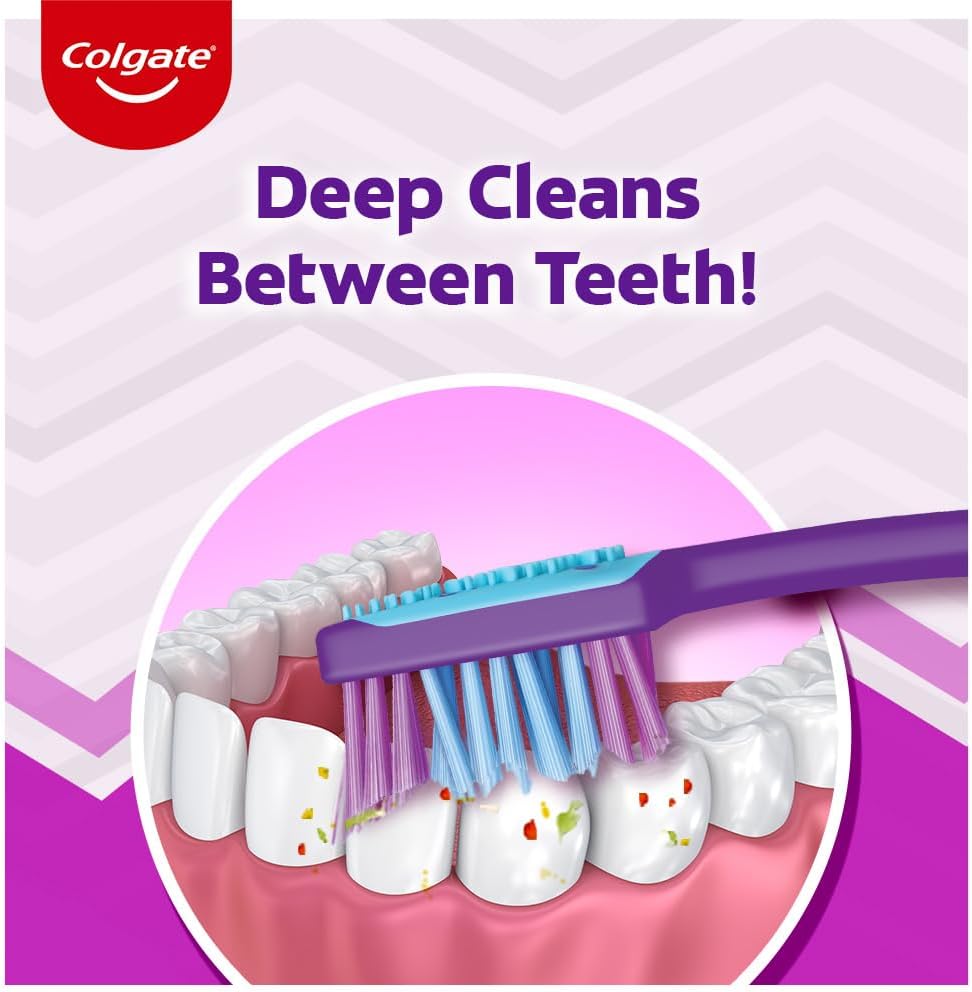 Colgate Zigzag Toothbrush for Deep Inter Dental Clean with Multi Angle Zig zag bristles (Medium, Pack of 6)