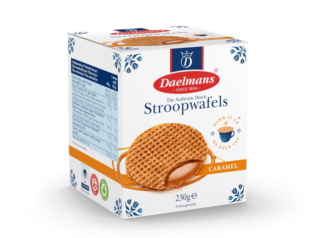 Daelmans Stroopwafels - Caramel Wafers - 230 gram per Cube Box - Authentic Dutch Caramel Waffle - Stroopwaffels