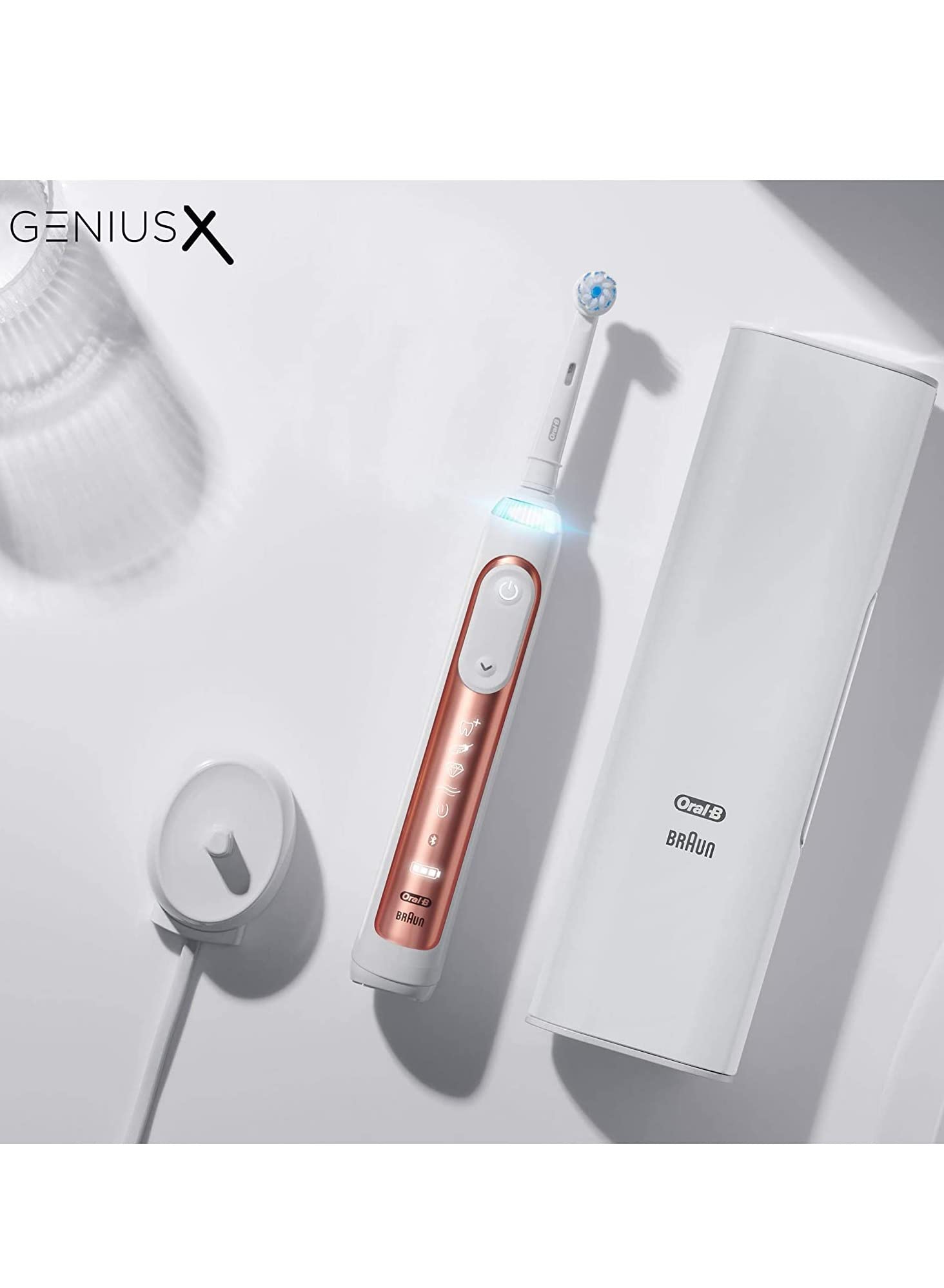 Oral-B Genius X AI Electric Toothbrush – Rose Gold, 6 Modes + Travel Case