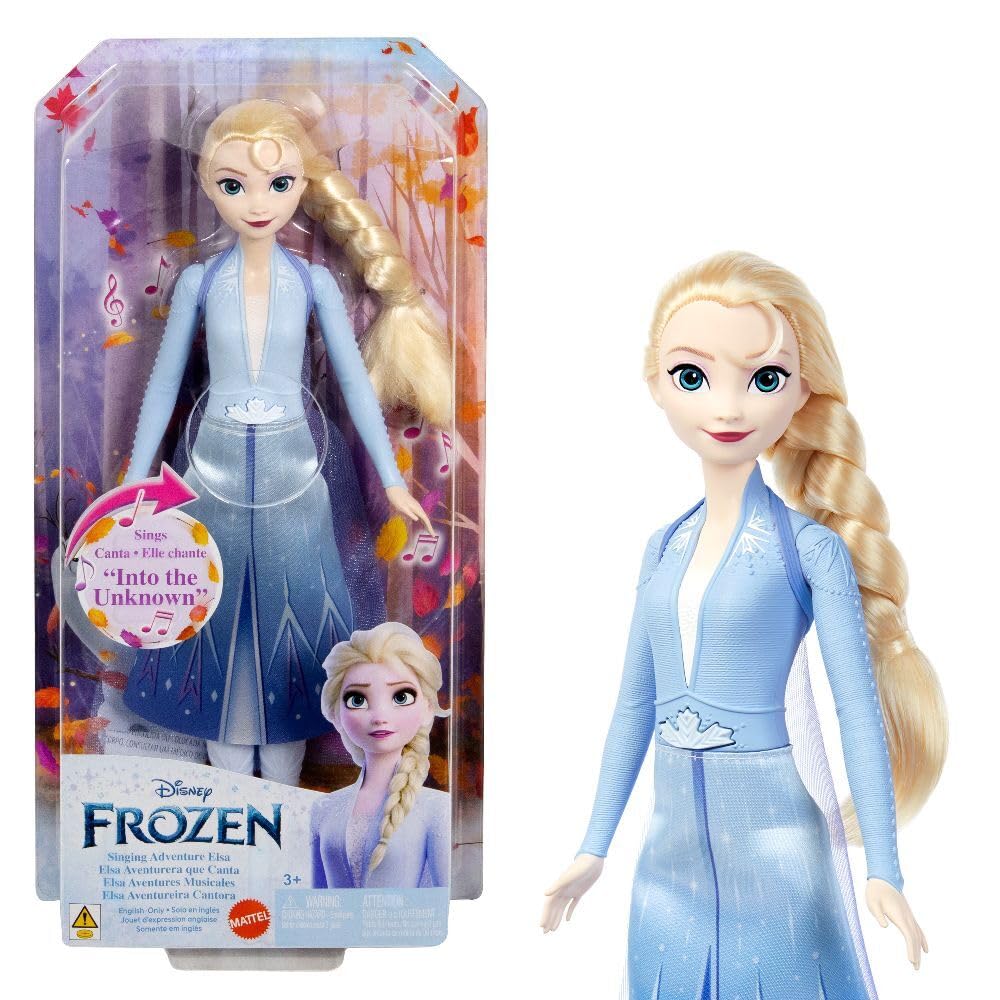 Disney Frozen Singing Elsa Doll, Frozen Elsa in Signature Clothing, Collectible Fashion Doll, Poseable Doll with Button that Sings "Let It Go" Song, Toys for Ages 3 and Up, English Version, HLW55