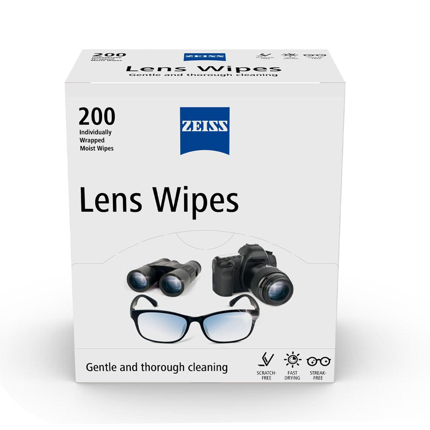 ZEISS Lens Wipes – 200 Ct, Individually Packed for Glasses & Cameras