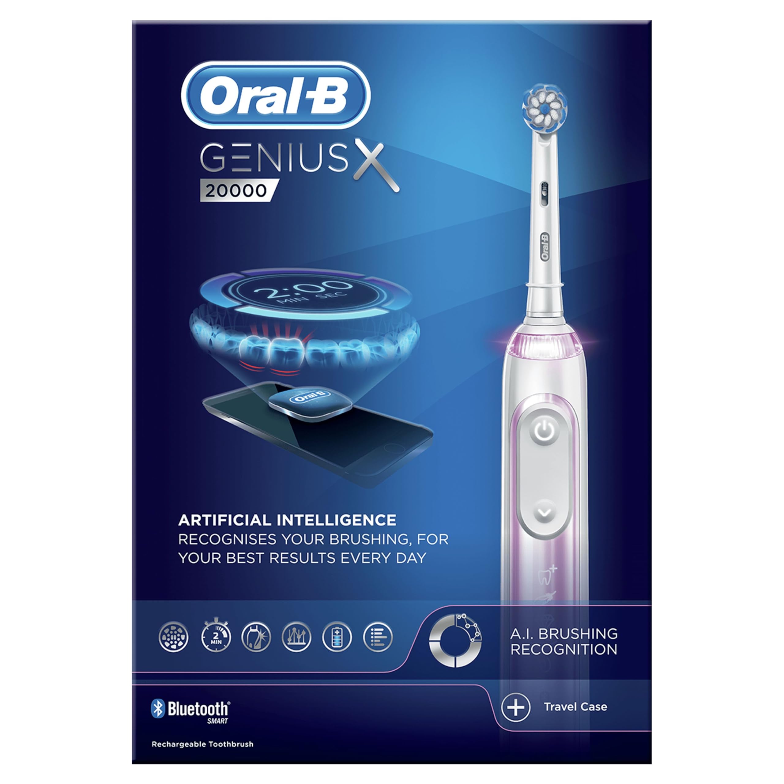 Oral-B Genius X AI Electric Toothbrush – Rose Gold, 6 Modes + Travel Case