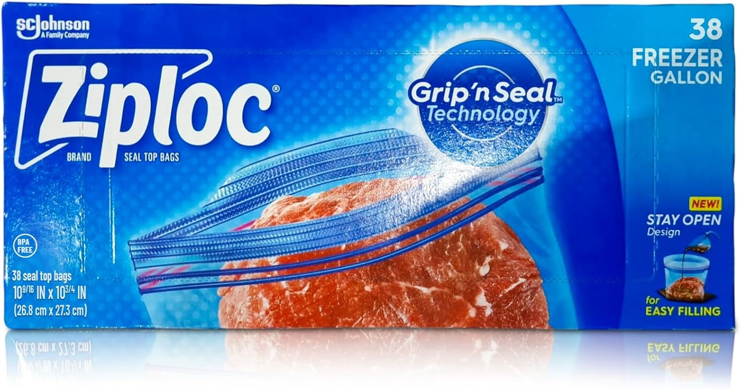 Ziploc Freezer Bags: 38-Count Bundle for Ultimate Storage Convenience - 26.8cm x 27.3cm