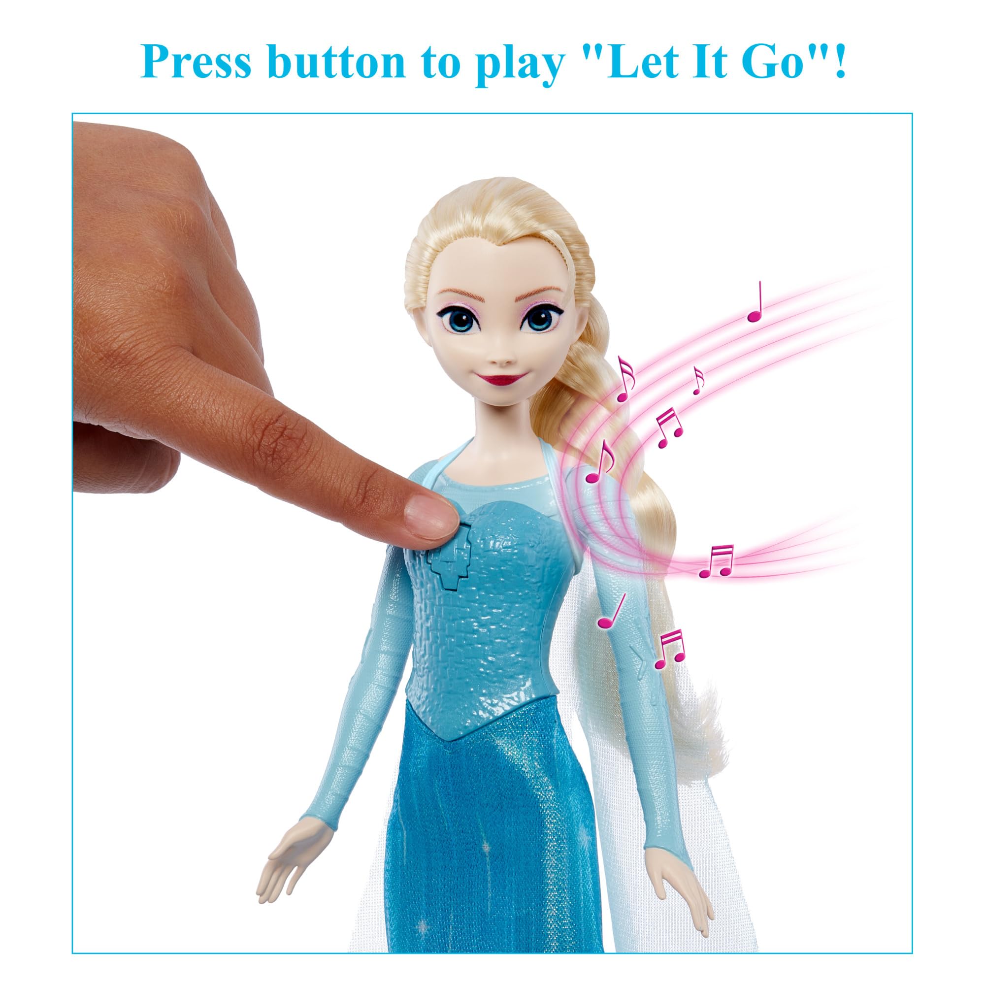 Disney Frozen Singing Elsa Doll, Frozen Elsa in Signature Clothing, Collectible Fashion Doll, Poseable Doll with Button that Sings "Let It Go" Song, Toys for Ages 3 and Up, English Version, HLW55