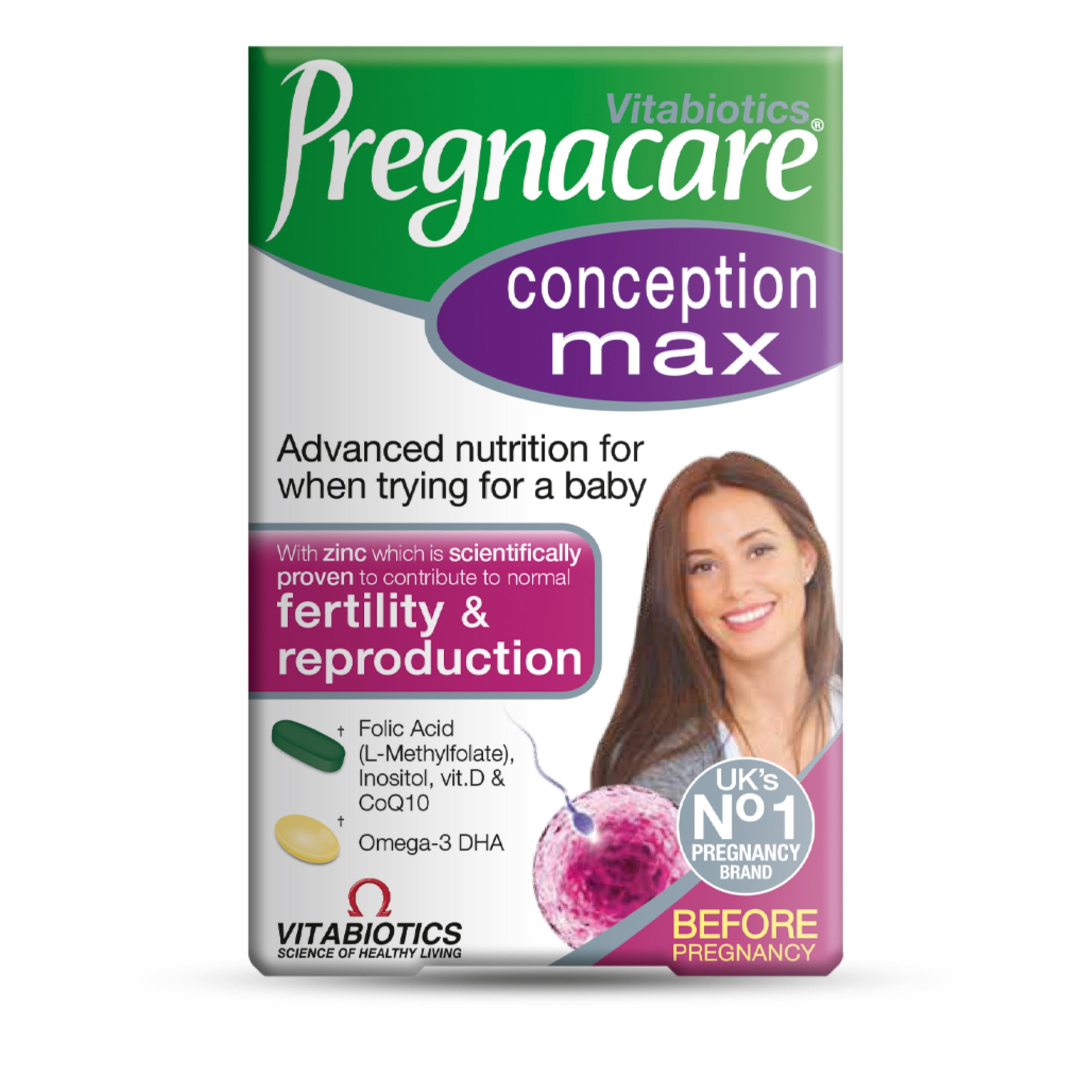 Pregnacare Conception Max – Prenatal Vitamins with Omega-3 DHA by Vitabiotics