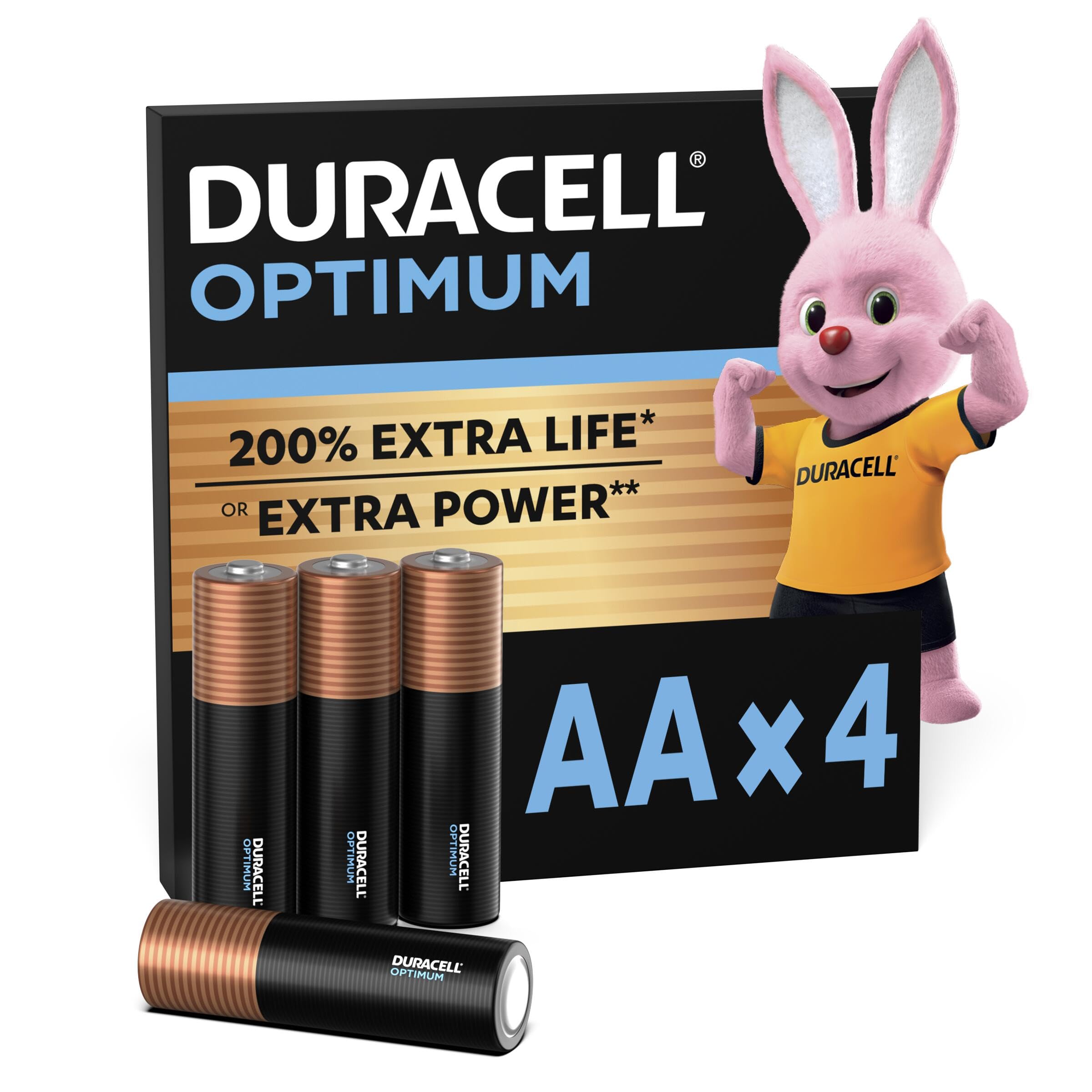 Duracell Optimum AA Batteries (12 Pack) - Alkaline Batteries 1.5V - Up To 200% Extra Life or Extra Power - Meets Demands Of Modern Devices - 100% Recyclable, 0% Plastic Packaging - LR6 MX1500