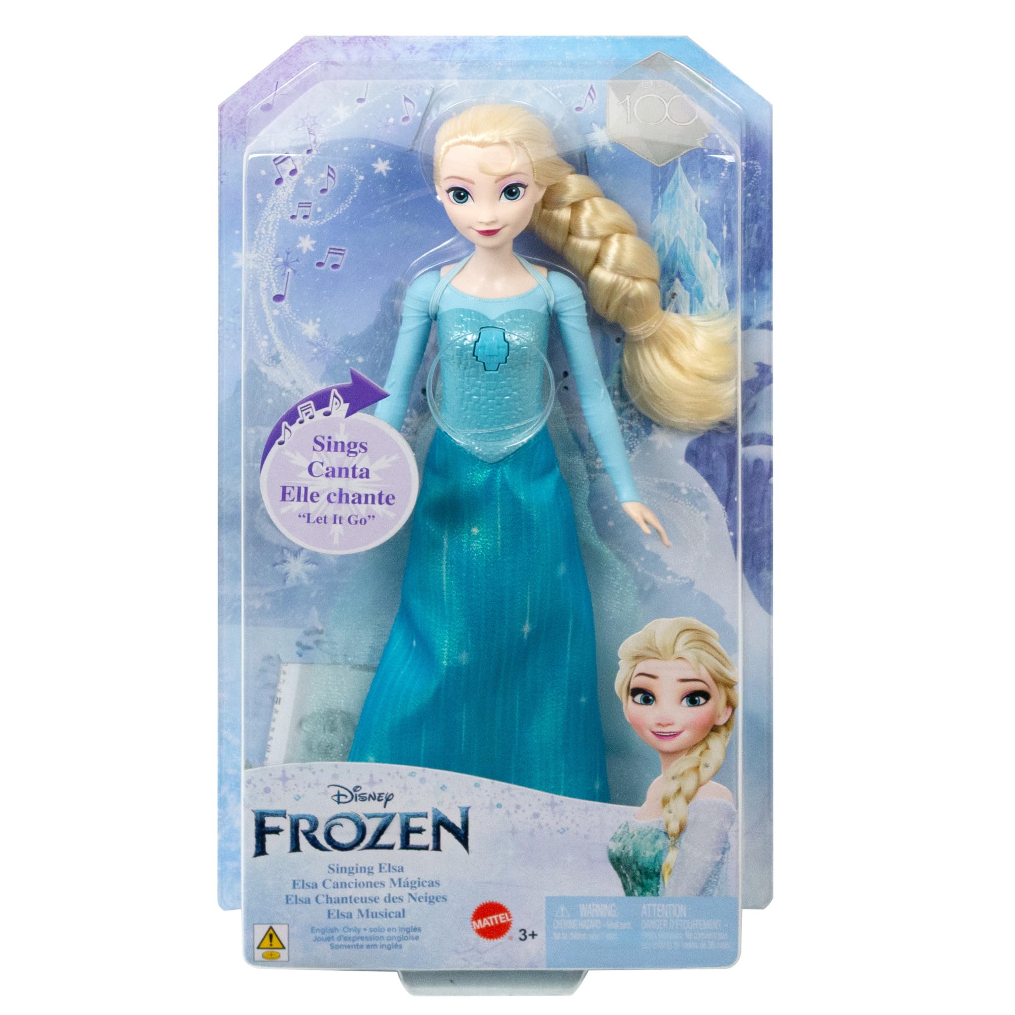Disney Frozen Singing Elsa Doll, Frozen Elsa in Signature Clothing, Collectible Fashion Doll, Poseable Doll with Button that Sings "Let It Go" Song, Toys for Ages 3 and Up, English Version, HLW55