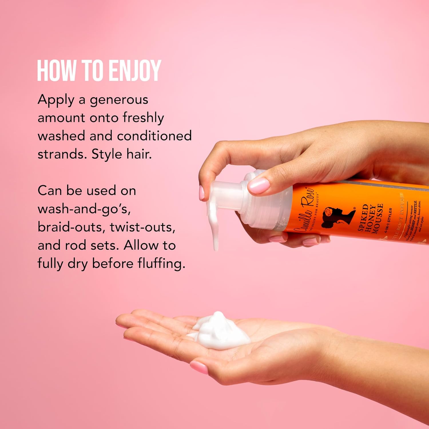 Camille Rose Spiked Honey Mousse 4-in-1 Hair Styler to Define Curls and Hold Styles Into Place while Nourishing and Adding Shine | With Honey and Nettle Root