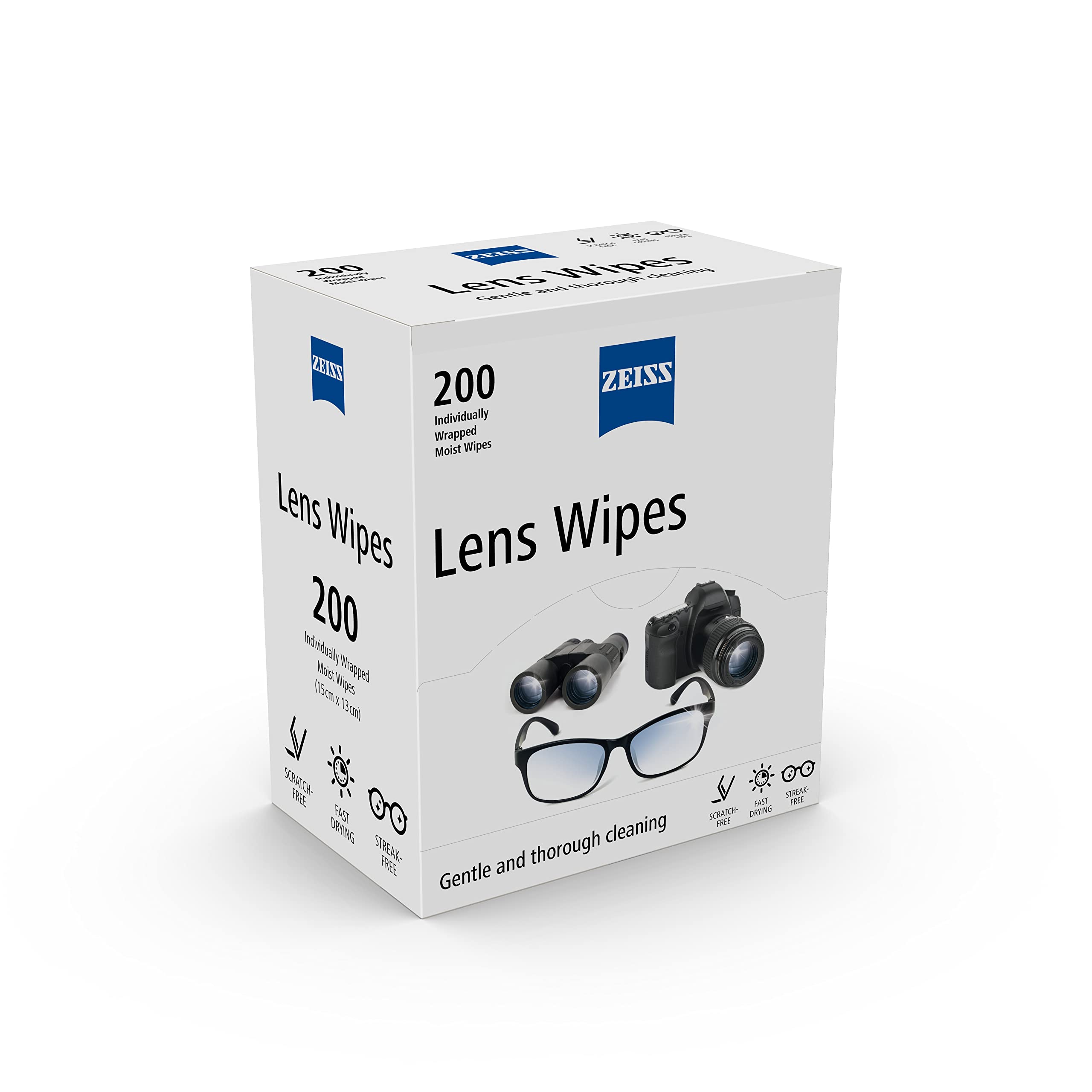 ZEISS Lens Wipes – 200 Ct, Individually Packed for Glasses & Cameras