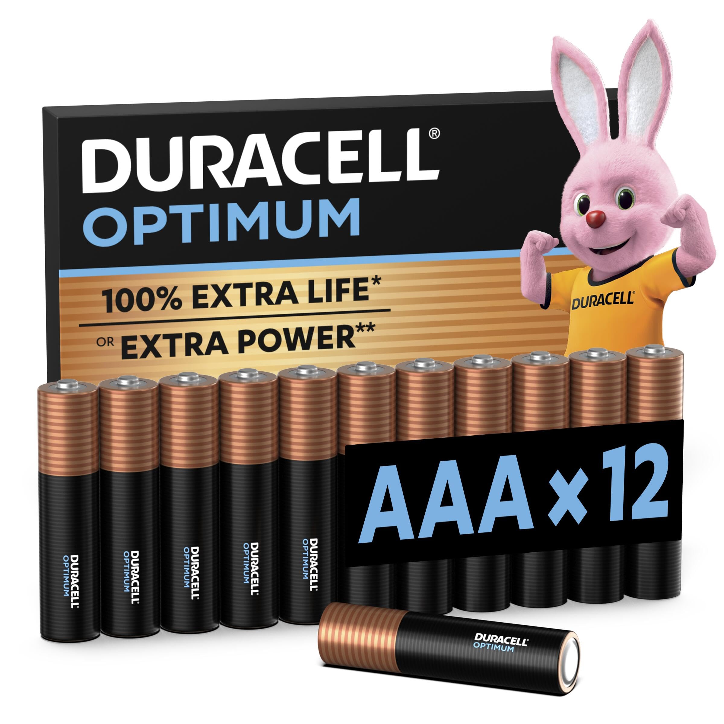 Duracell Optimum AA Batteries (12 Pack) - Alkaline Batteries 1.5V - Up To 200% Extra Life or Extra Power - Meets Demands Of Modern Devices - 100% Recyclable, 0% Plastic Packaging - LR6 MX1500